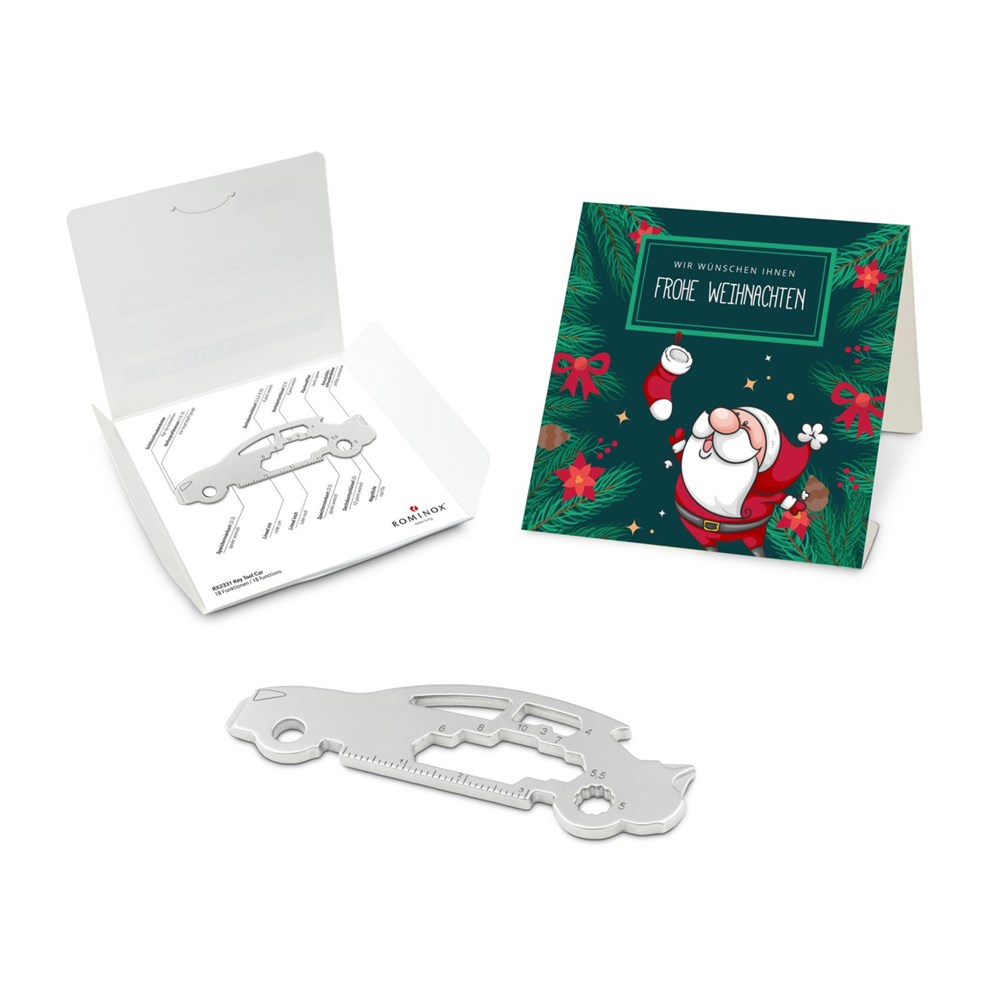 Geschenkartikel: ROMINOX® Key Tool Car/Auto (18 Funktionen) im Motiv-Mäppchen Frohe Weihnachten