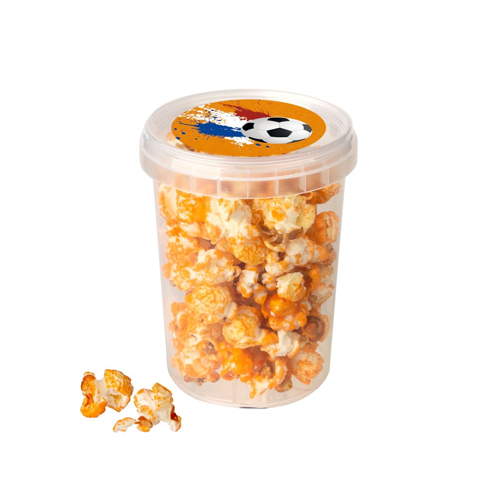 Kleiner Eimer mit Orangefarbenem Popcorn