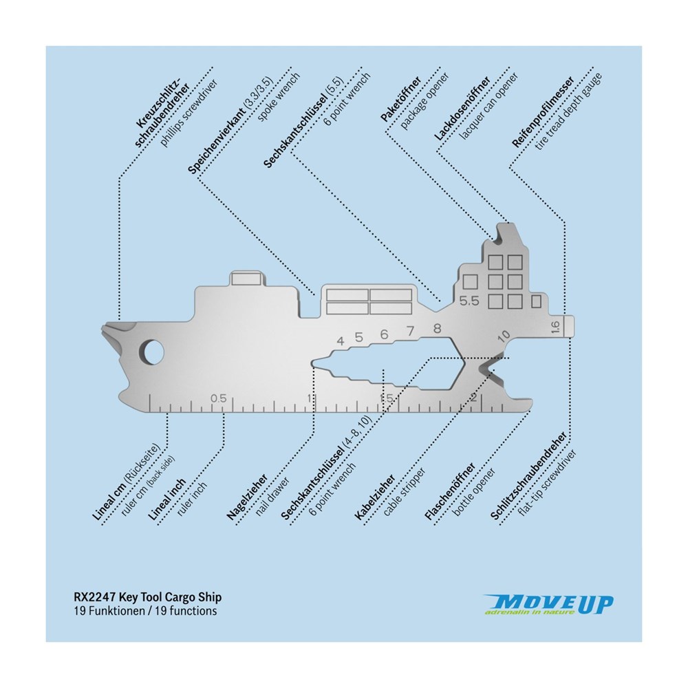 Geschenkartikel: ROMINOX® Key Tool Cargo Ship / Containerschiff (19 Funktionen) im Motiv-Mäppchen Osterhase