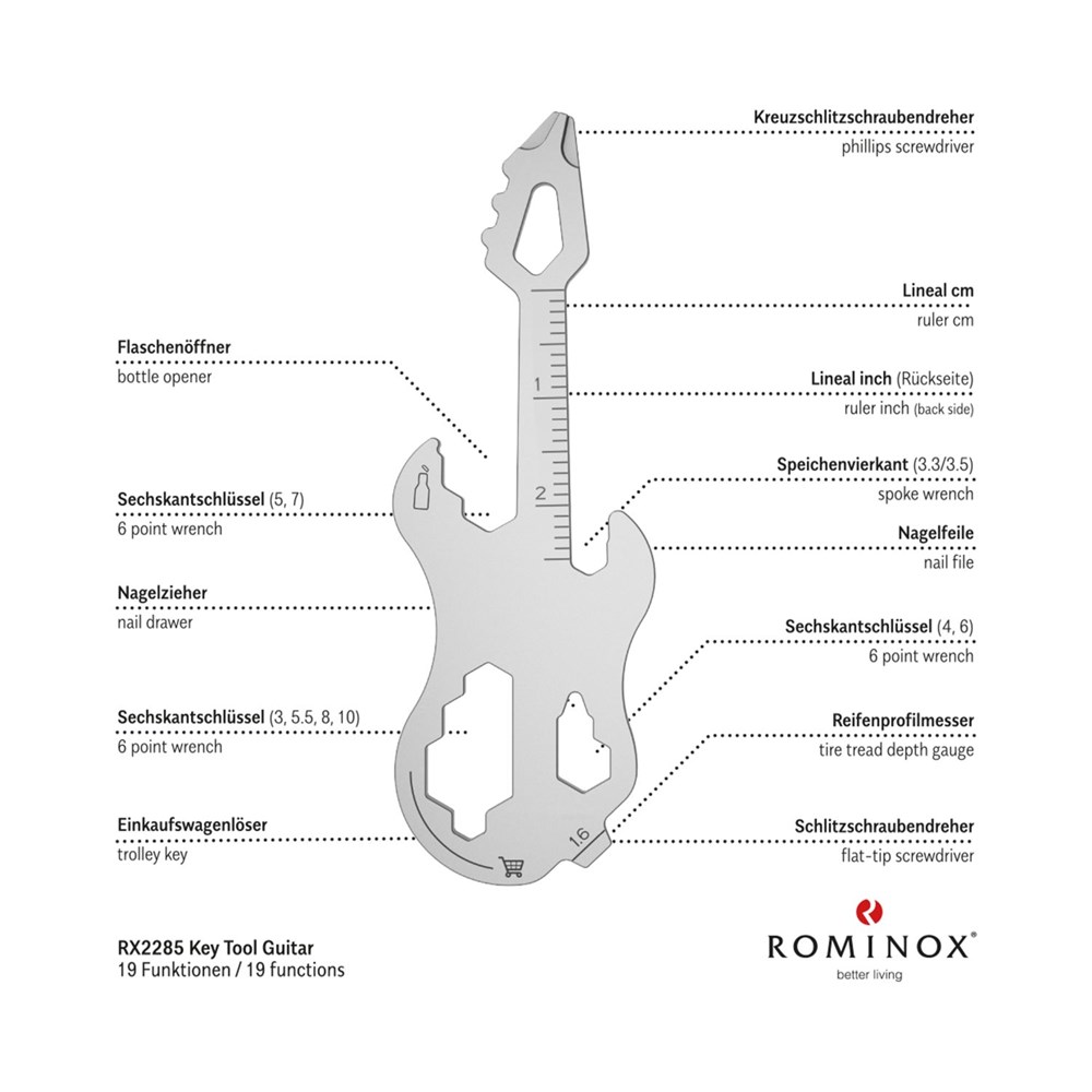 Geschenkartikel: ROMINOX® Key Tool Guitar / Gitarre (19 Funktionen) im Motiv-Mäppchen Super Dad