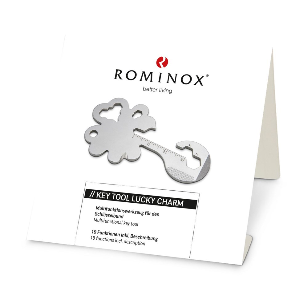 Geschenkartikel: ROMINOX® Key Tool Lucky Charm / Kleeblatt Glücksbringer (19 Funktionen) im Motiv-Mäppchen Danke
