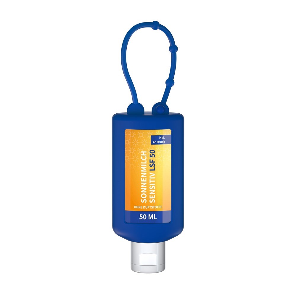 Sonnenmilch LSF 50 (sens.), 50 ml Bumper (blau), Body Label (R-PET)